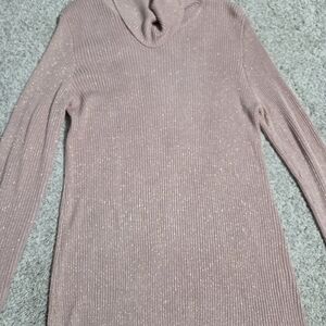 Belldini Pink Turtleneck Sweater with Gold Sparkle